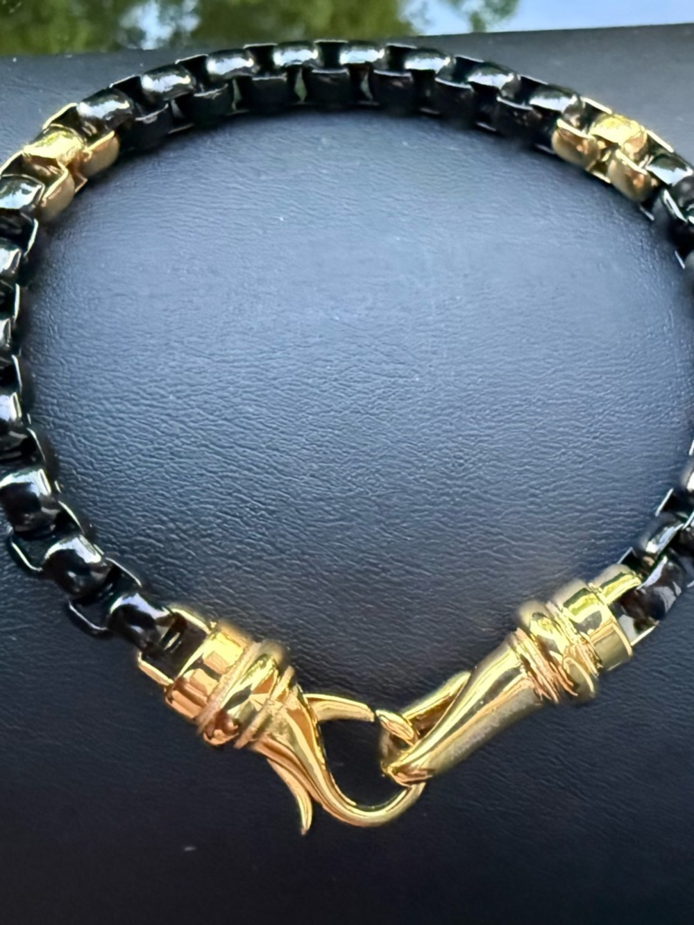 Premium Stainless Steel Black & Gold Box Chain Bracelet – Bold Style That Lasts